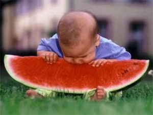 Baby eating Watermelon